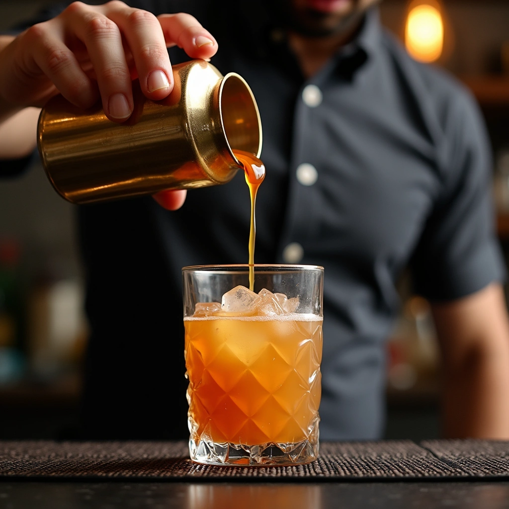 Caramel Apple Cocktail Recipes Cozy Fall Drink Idea Step 6 Strain the Cocktail