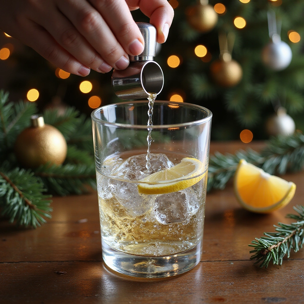 Christmas Gin and Tonic Cocktail Recipes Festive Holiday Drink Step 3 Measure the Gin