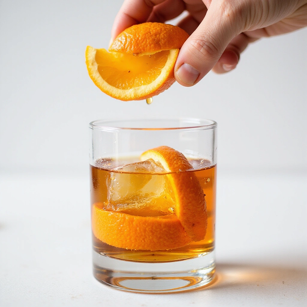 Classic Old Fashioned Cocktail Recipes Easy Homemade Drink Step 7 Garnish with Orange Peel