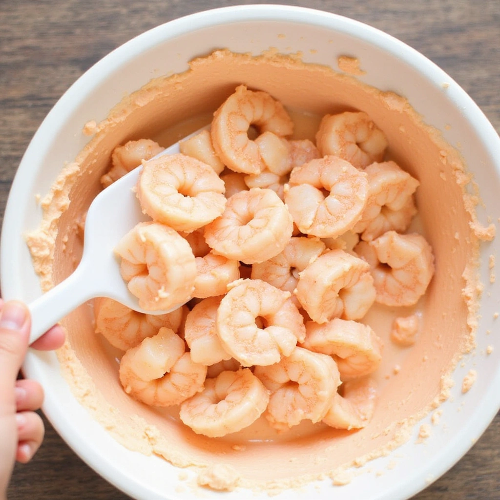 Cream Cheese Shrimp Dip with Cocktail Sauce Easy Appetizer Recipe Step 3 Add Shrimp and Seasonings