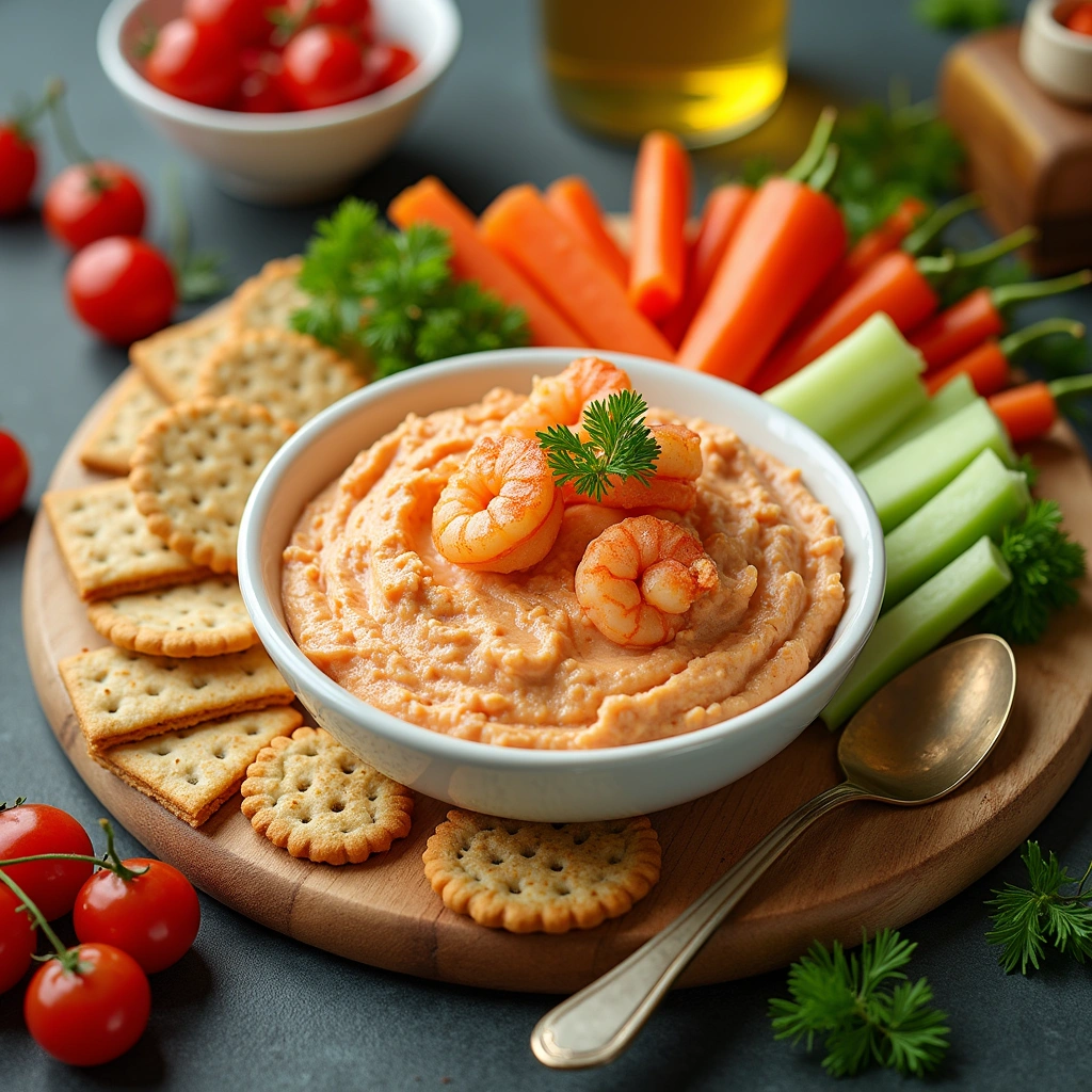 Cream Cheese Shrimp Dip with Cocktail Sauce Easy Appetizer Recipe Step 7 Serve with Dippers