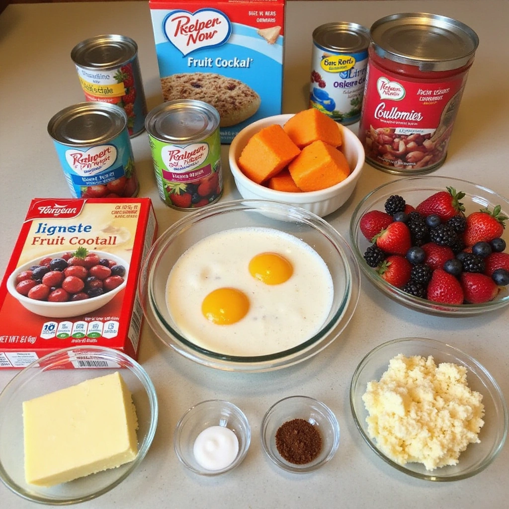 Easy Fruit Cocktail Dump Cake Recipe Sweet and Simple Dessert Step 1 Prepare Ingredients