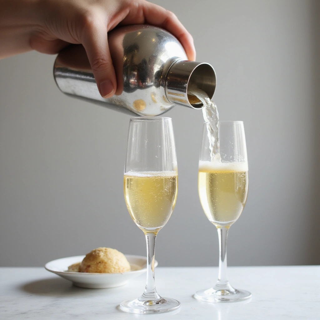 French 75 Cocktail Recipes Elegant Champagne Gin Cocktail Step 6 Strain into Glasses