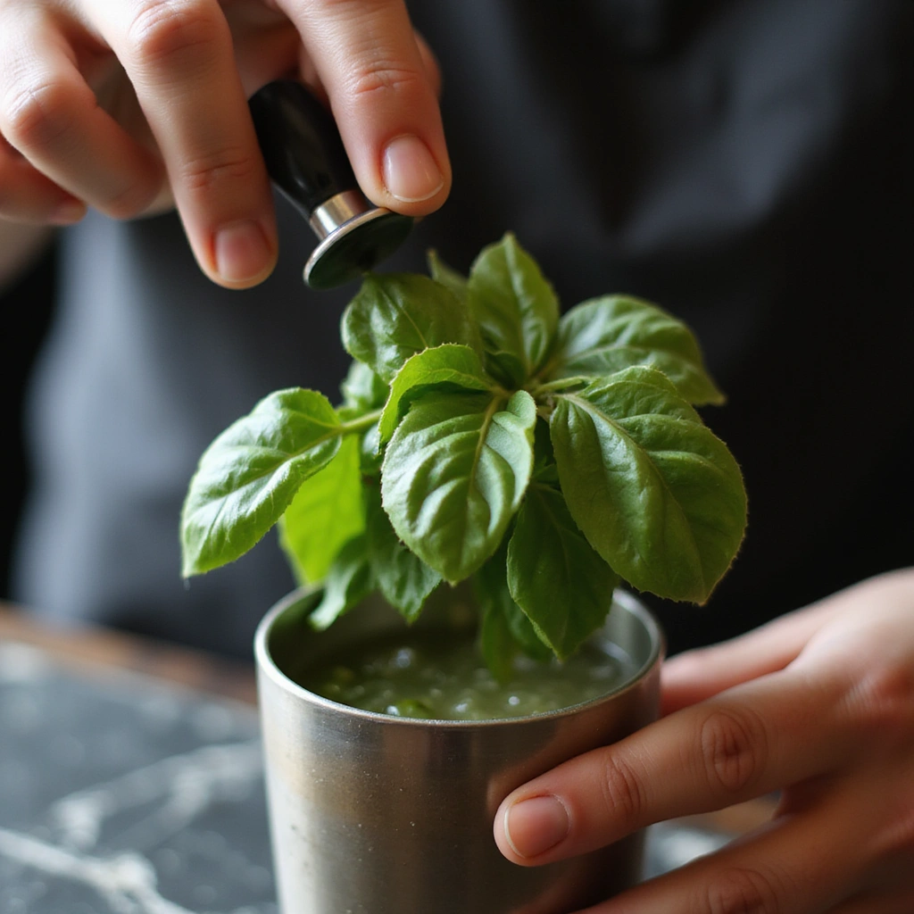 Gin Basil Smash Cocktail Recipes Fresh and Fragrant Drink Step 2 Muddle the Basil