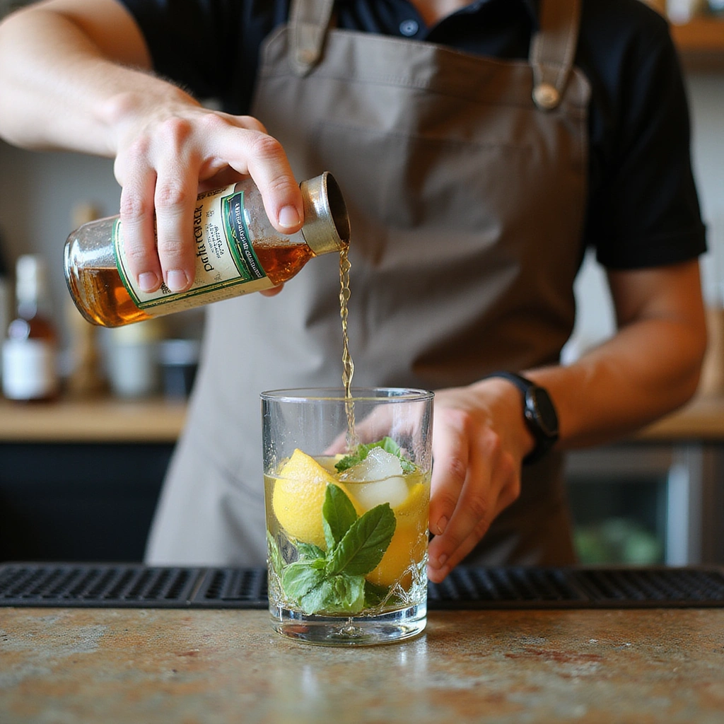 Gin Basil Smash Cocktail Recipes Fresh and Fragrant Drink Step 3 Add Liquid Ingredients