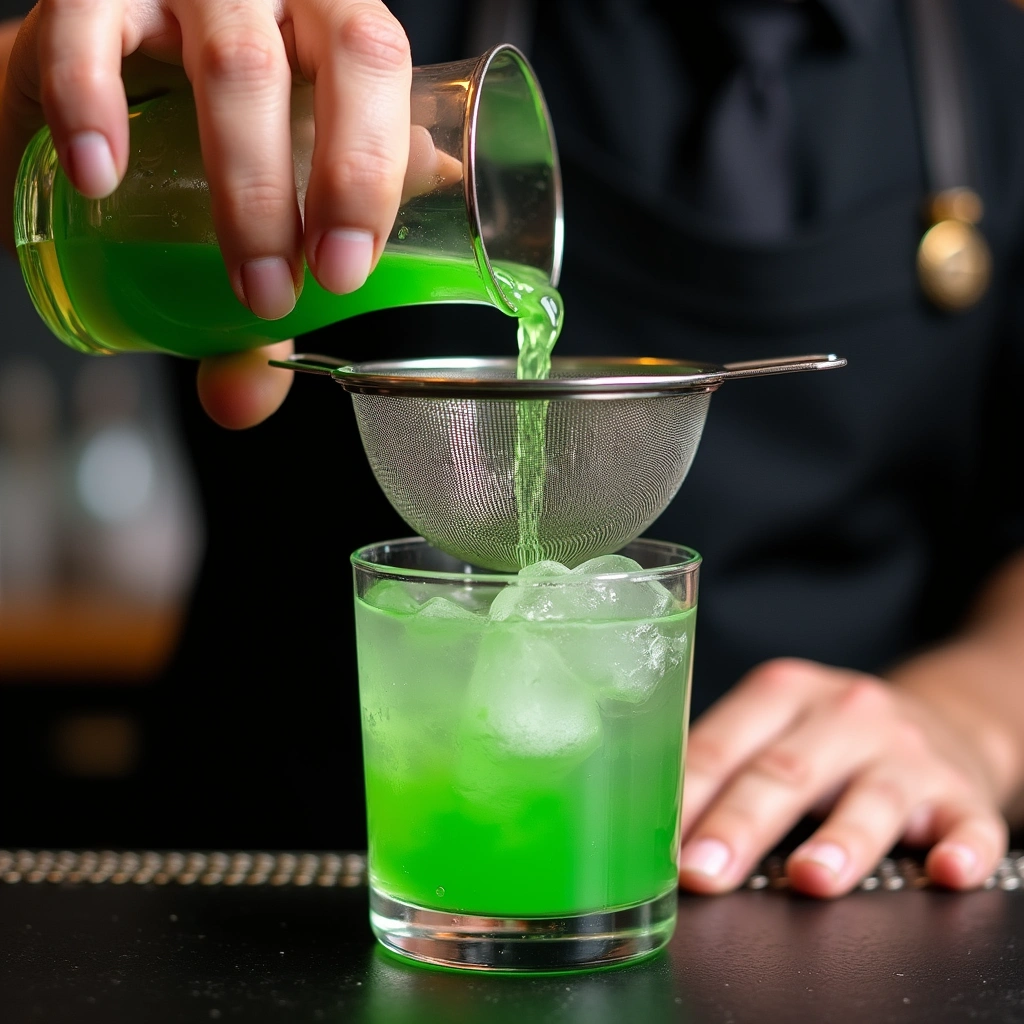 Gin Basil Smash Cocktail Recipes Fresh and Fragrant Drink Step 5 Strain into Glass