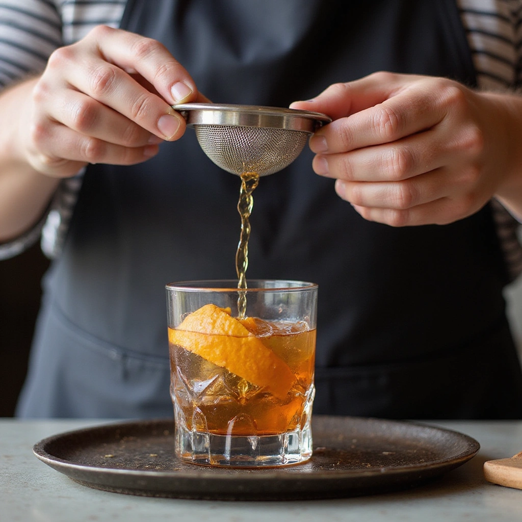 Smoked Old Fashioned Cocktail Recipes Bold and Flavorful Drink Step 4 Strain into the Glass