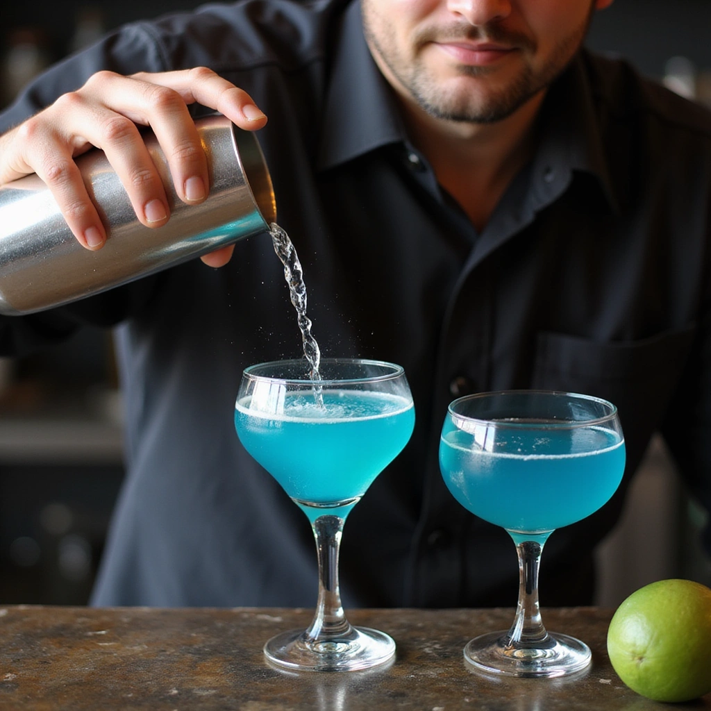 Tiffany Blue Cocktail Drink Recipes Pretty and Refreshing Step 4 Strain into Glasses