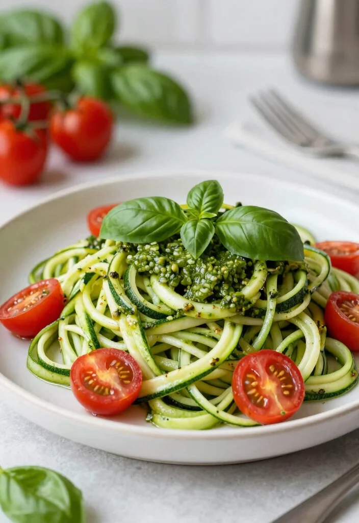 12 DASH Diet Dinner Recipes for Heart Smart Eating 6. Zucchini Noodles with Pesto and Cherry Tomatoes 0
