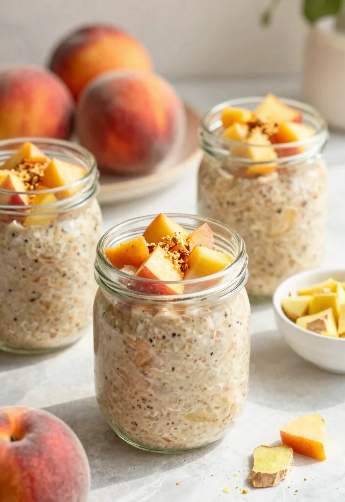 12 Healthy Breakfast Meal Prep Recipes for Busy Mornings 12. Ginger Peach Overnight Oats 0