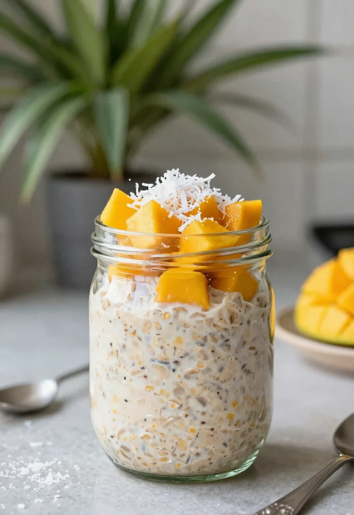 12 Healthy Mango Recipes for Bright Tropical Eating 6. Tropical Mango Overnight Oats 0