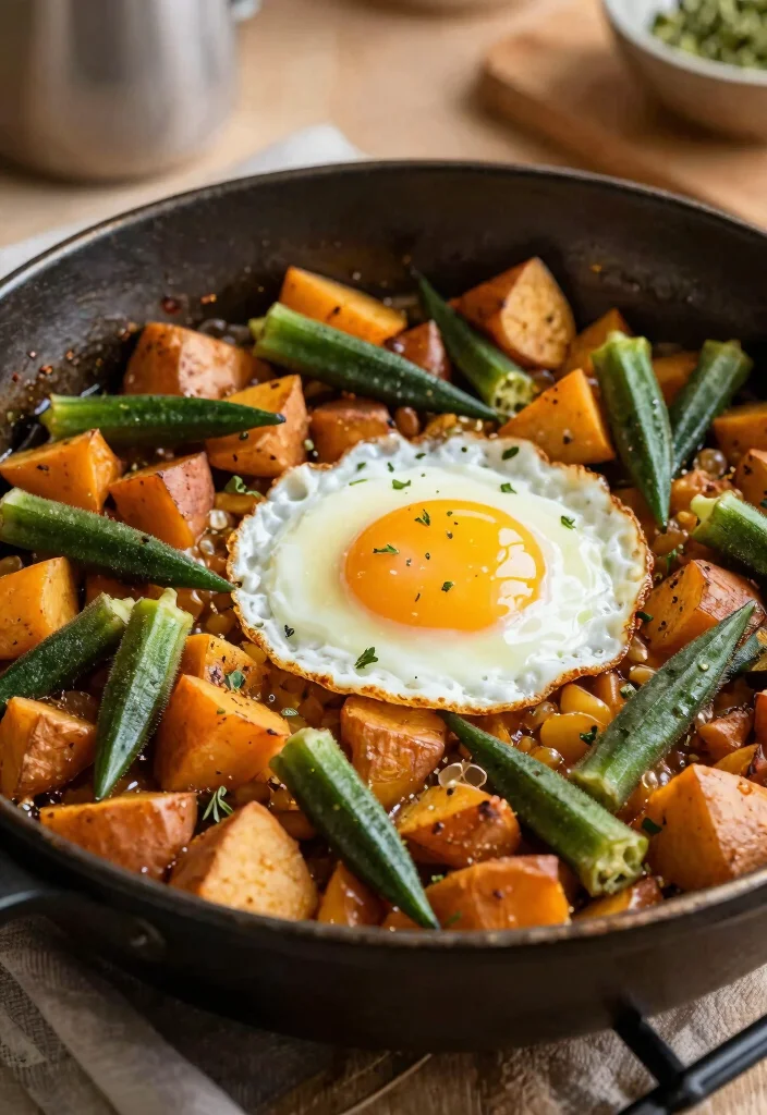 12 Healthy Okra Recipes for Light Savory Cooking 10. Okra and Sweet Potato Hash 0