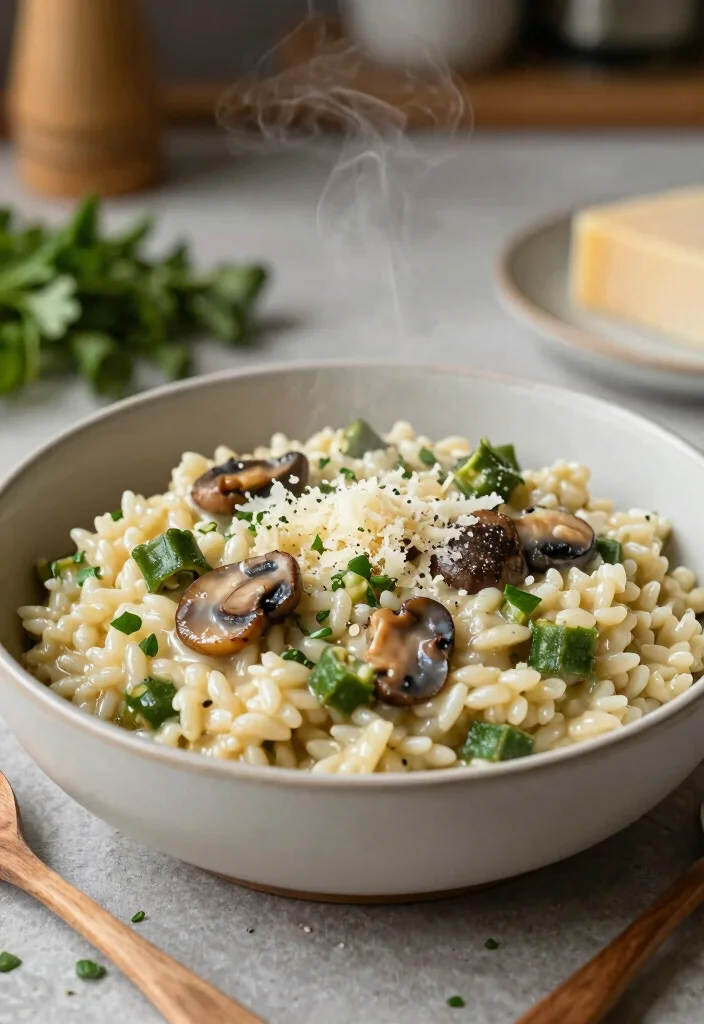 12 Healthy Okra Recipes for Light Savory Cooking 12. Okra and Mushroom Risotto 0