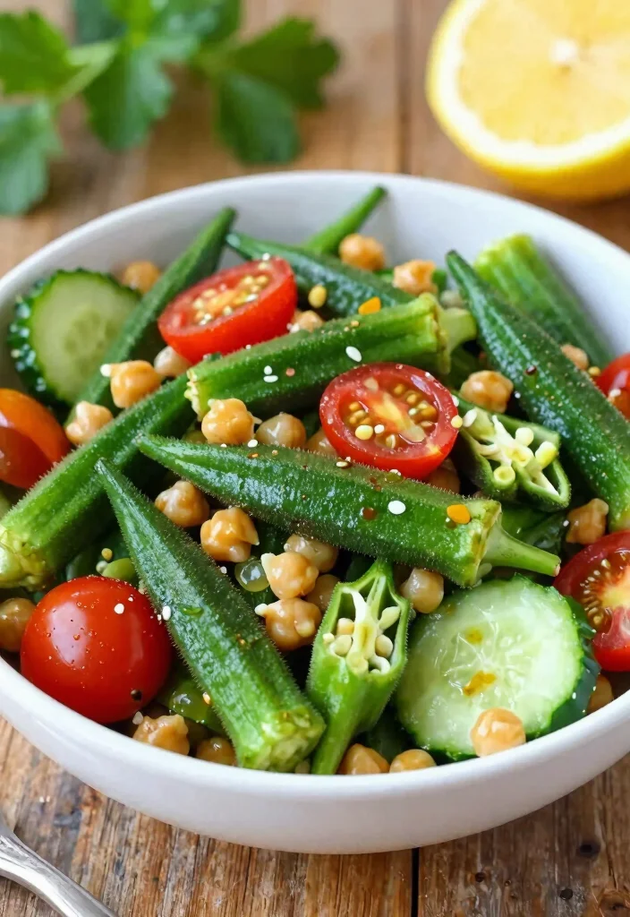 12 Healthy Okra Recipes for Light Savory Cooking 4. Okra and Chickpea Salad 0
