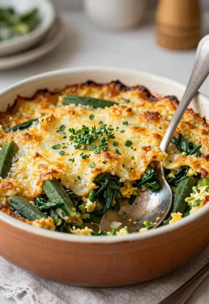 12 Healthy Okra Recipes for Light Savory Cooking 8. Okra and Spinach Casserole 0