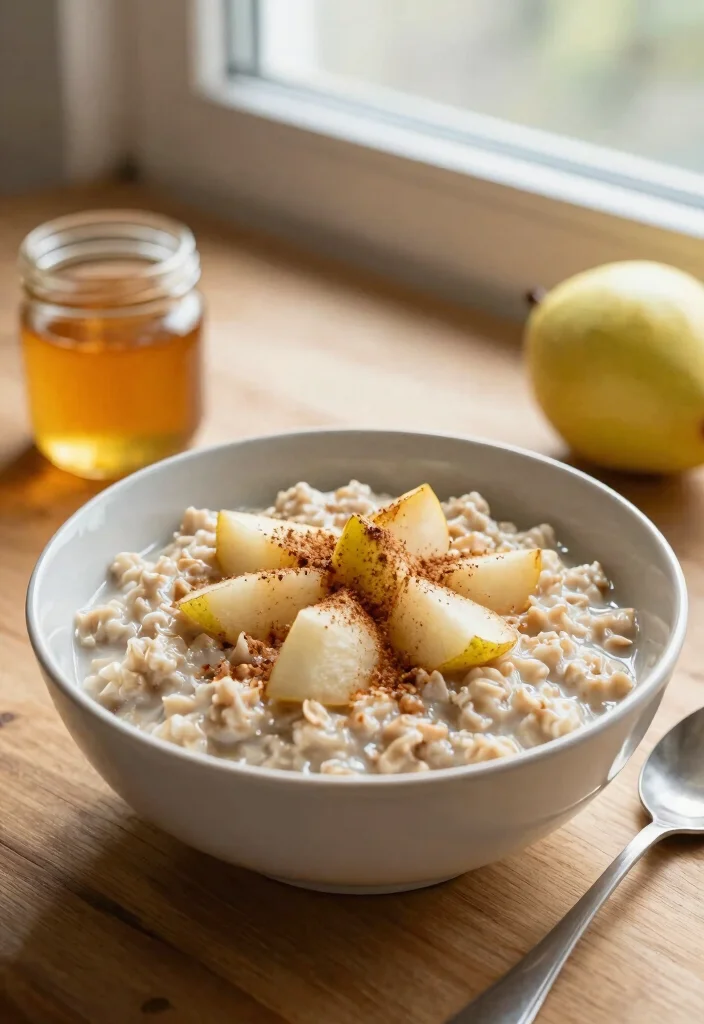 12 Healthy Pear Recipes for Light Fresh Meals 2. Cinnamon Pear Oatmeal 0
