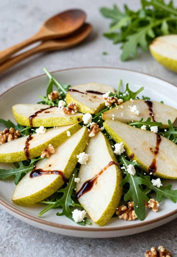 12 Healthy Pear Recipes for Light Fresh Meals 9. Pear and Arugula Salad with Balsamic Reduction 0