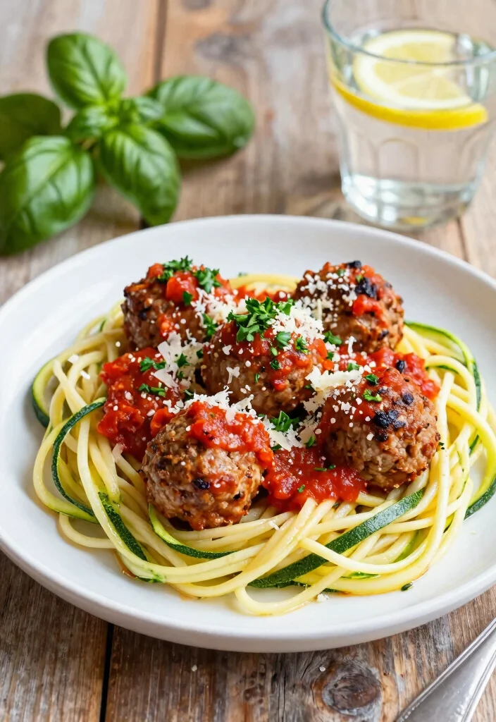 12 Lean Dinner Recipes for Light Satisfying Meals 12. Healthy Turkey Meatballs with Zucchini Noodles 0