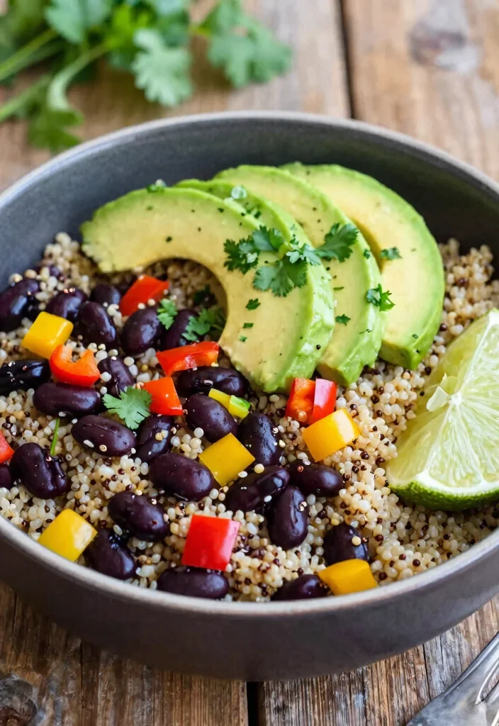 12 Lean Dinner Recipes for Light Satisfying Meals 2. Spicy Quinoa and Black Bean Bowl 0