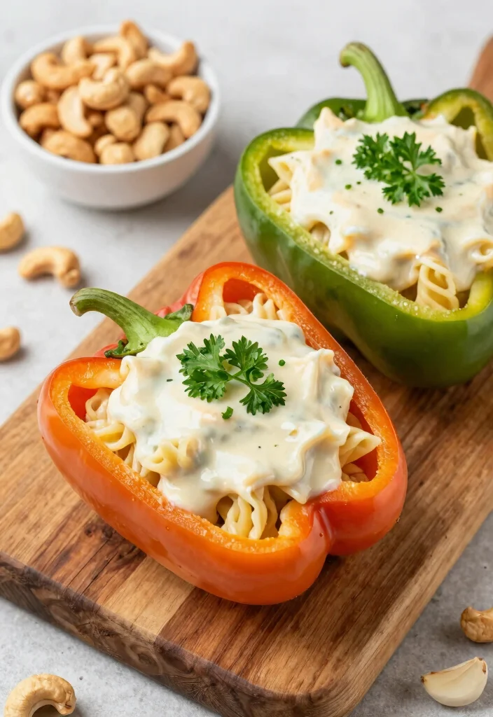 12 Vegan Bell Pepper Recipes for Colorful Savory Dishes 4. Creamy Vegan Alfredo Stuffed Peppers 0