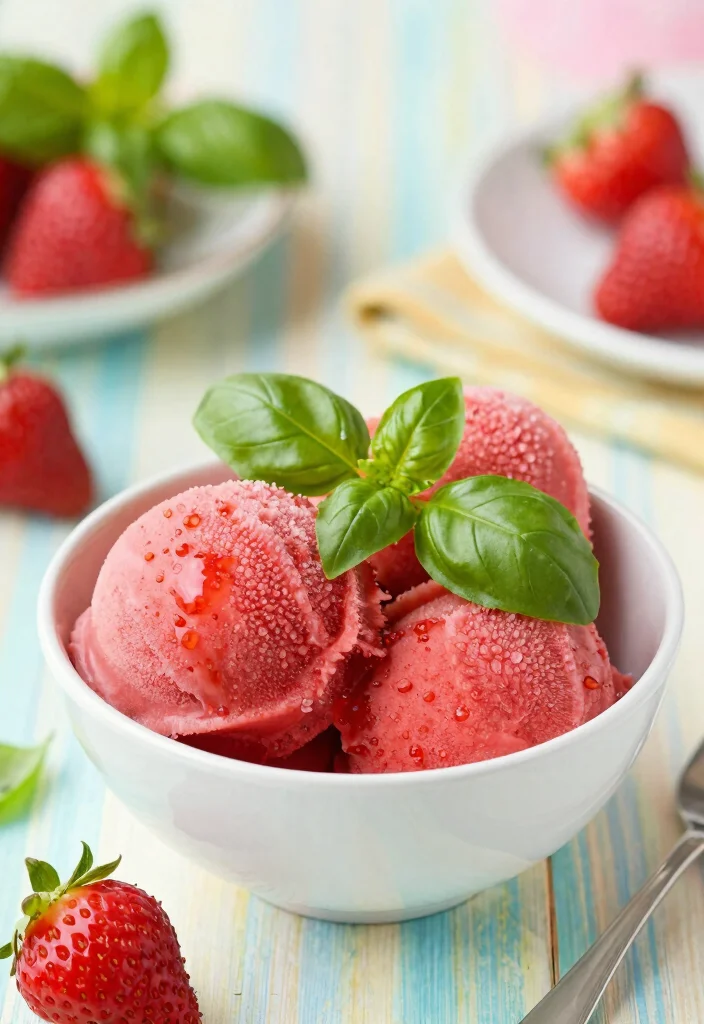 12 Vegan Strawberry Recipes for Fresh Sweet Treats 11. Strawberry Basil Sorbet 0